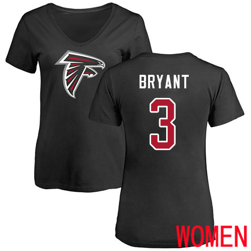 Atlanta Falcons Black Women Matt Bryant Name And Number Logo NFL Football #3 T Shirt